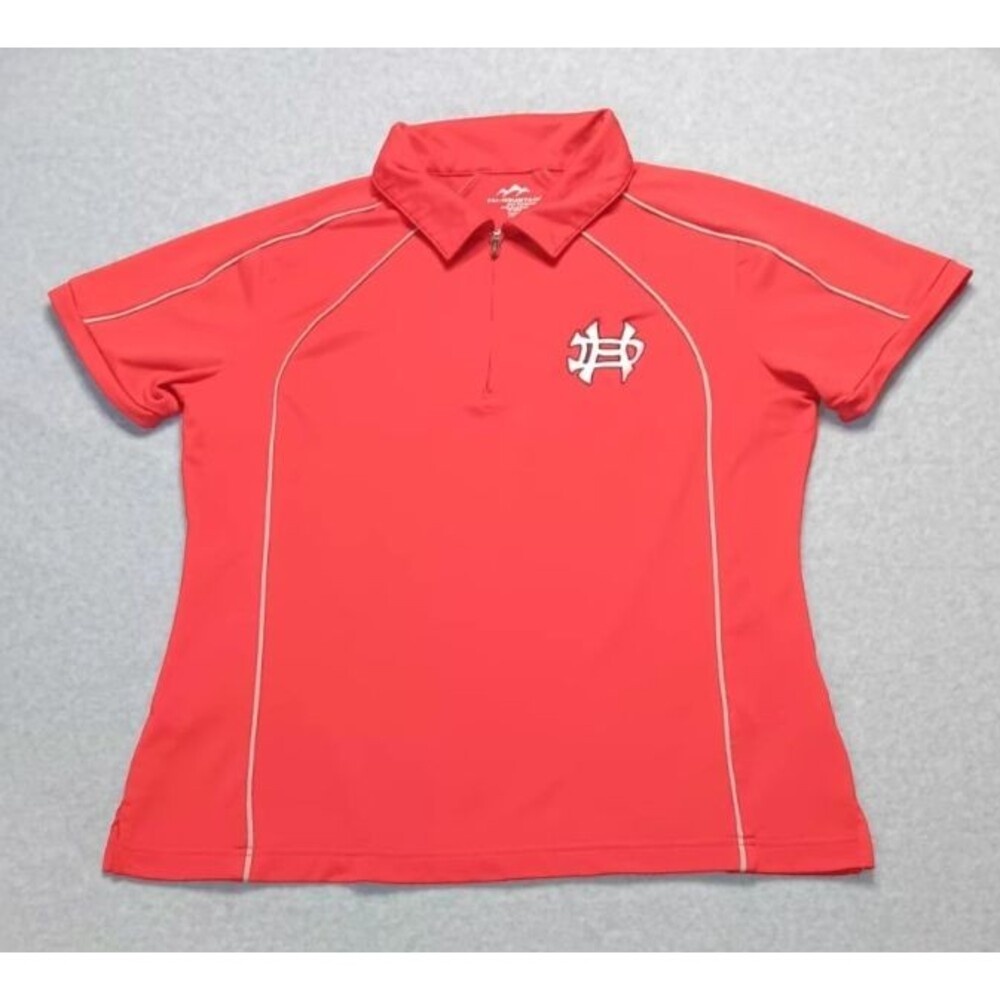 Tri-mountain Performance Partial Zip Up Short Sleeve Shirt Womens Size M Red